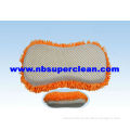 Double side purposes chenille pile and mesh microfiber car wash sponge